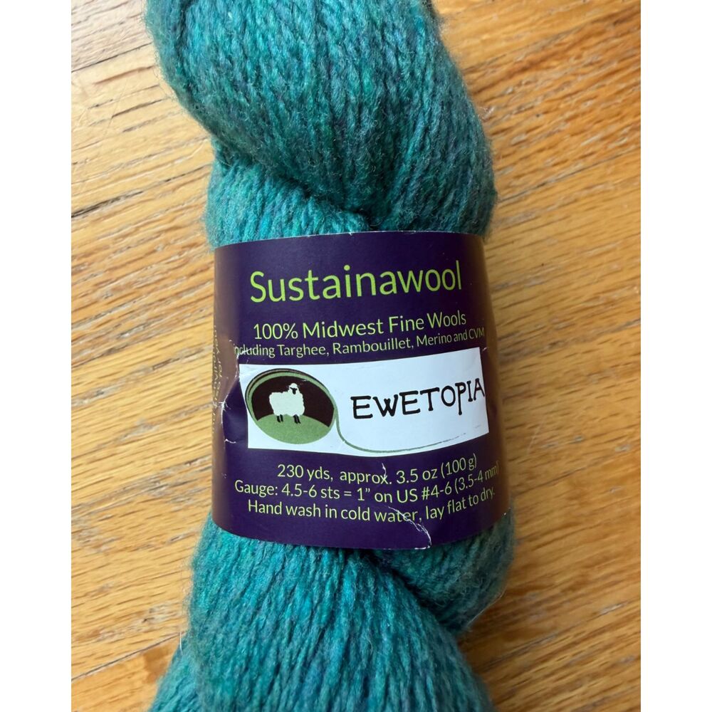 Ewetopia Sustainawool DK Hand Dyed Dragon Scales Blue/Green 230 yd Wool Yarn - Picture 3 of 4